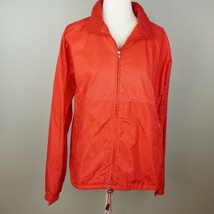 LL Bean Vintage Red Nylon Full‎ Zip Hooded Rain Jacket Size Men's Large